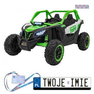 Zielony SR Super 66 buggy na akumulator 4x4 - zielony, 4x75W, ekoskóra, EVA, LED, radio FM [KKL-808]