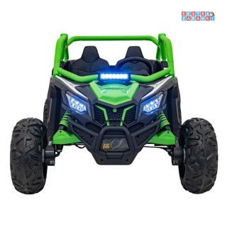 Zielony SR Super 66 buggy na akumulator 4x4 - zielony, 4x75W, ekoskóra, EVA, LED, radio FM [KKL-808]
