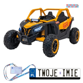 SR Super 66 buggy na akumulator 4x4 - żółty, 4x75W, ekoskóra, EVA, LED, radio FM [KKL-808]