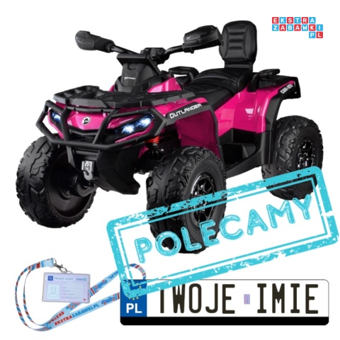 [PA0326] Quad CAN-AM OUTLANDER dwuosobowy na akumulator 4x200W 24V/7Ah Panel multimedialny - różowy