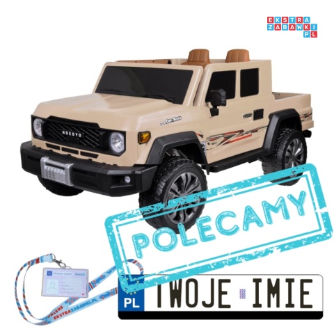 [PA0329] Duże auto Pickup dwuosobowe na akumulator 4x100W 24V/8Ah z paką - beżowy