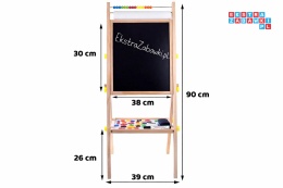 [TA0096] Tablica drewniana kredowa magnetyczna 3w1 sztaluga kreda pisaki