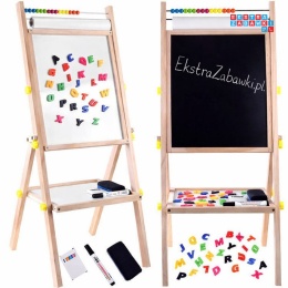 [TA0096] Tablica drewniana kredowa magnetyczna 3w1 sztaluga kreda pisaki