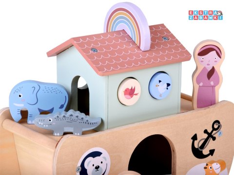 [ZA5931] Drewniana Arka Noego figurki zwierząt edukacyjna zabawka Sorter