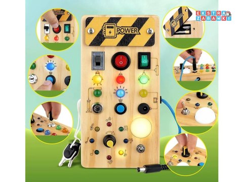 [ZA5944] Drewniana tablica manipulacyjna Montessori elektryczne diody LED