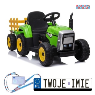 Traktor XMX611 z przyczepką na akumulator - zielony, 2x45W, pilot, panel audio [5337]