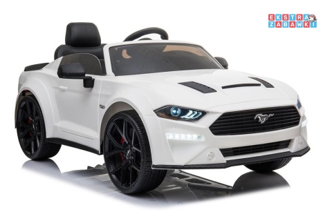 Biały Ford Mustang GT Drift SX2038 na akumulator - 2x200W, 24V/7Ah, EVA, LED, ekoskóra, panel audio, pilot - [8287]