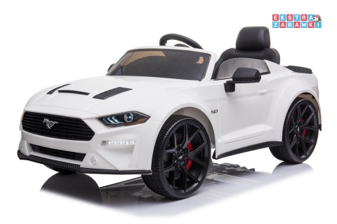 Biały Ford Mustang GT Drift SX2038 na akumulator - 2x200W, 24V/7Ah, EVA, LED, ekoskóra, panel audio, pilot - [8287]