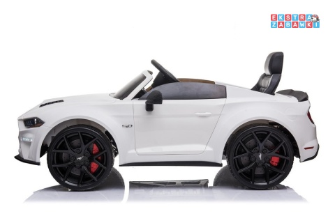 Biały Ford Mustang GT Drift SX2038 na akumulator - 2x200W, 24V/7Ah, EVA, LED, ekoskóra, panel audio, pilot - [8287]
