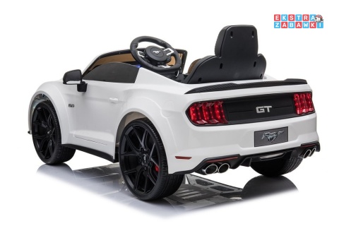 Biały Ford Mustang GT Drift SX2038 na akumulator - 2x200W, 24V/7Ah, EVA, LED, ekoskóra, panel audio, pilot - [8287]