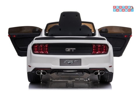 Biały Ford Mustang GT Drift SX2038 na akumulator - 2x200W, 24V/7Ah, EVA, LED, ekoskóra, panel audio, pilot - [8287]