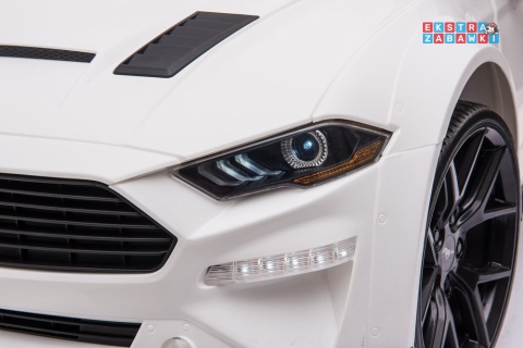 Biały Ford Mustang GT Drift SX2038 na akumulator - 2x200W, 24V/7Ah, EVA, LED, ekoskóra, panel audio, pilot - [8287]