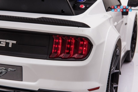 Biały Ford Mustang GT Drift SX2038 na akumulator - 2x200W, 24V/7Ah, EVA, LED, ekoskóra, panel audio, pilot - [8287]