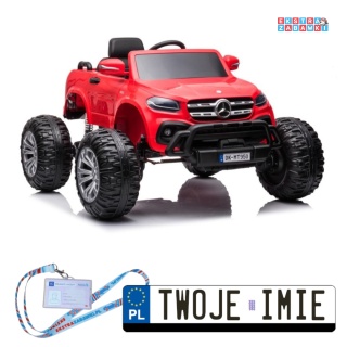 Czerwony Mercedes DK-MT950 na akumulator - 4x45W, 24V/7Ah, LCD, MP4, EVA, Bluetooth, ekoskóra - [9773]