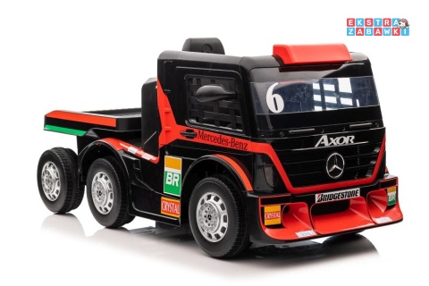 [4243] Mercedes XMX622B z naczepą na akumulator 2x45W 24V/7Ah ekoskóra LED mp3 pilot - czerwony