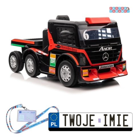 [4243] Mercedes XMX622B z naczepą na akumulator 2x45W 24V/7Ah ekoskóra LED mp3 pilot - czerwony