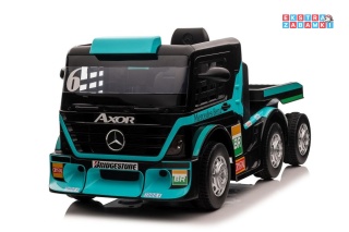 [4245] Mercedes XMX622B z naczepą na akumulator 2x45W 24V/7Ah ekoskóra LED mp3 pilot - niebieski