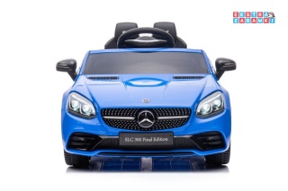 Niebieski Mercedes SLC 300 na akumulator - 2x45W, 12V/4.5Ah, EVA, LED, ekoskóra, panel audio, pilot - [9131]