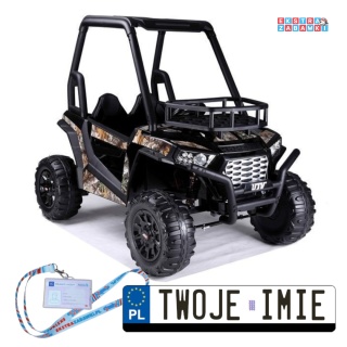 JS360-1 buggy na akumulator 2x200W 24V/7Ah EVA pasy ekoskóra LED pilot - czarny [7468]