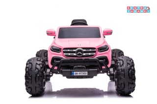 Jasno różowy Mercedes DK-MT950 na akumulator - 4x45W, 24V/7Ah, LCD, MP4, Bluetooth, ekoskóra, LED, pilot - [9828]