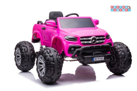 Różowy Mercedes DK-MT950 na akumulator - 4x45W, 24V/7Ah, LCD, MP4, Bluetooth, ekoskóra, LED, pilot - [9827]