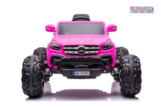 Różowy Mercedes DK-MT950 na akumulator - 4x45W, 24V/7Ah, LCD, MP4, Bluetooth, ekoskóra, LED, pilot - [9827]
