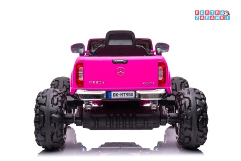 Różowy Mercedes DK-MT950 na akumulator - 4x45W, 24V/7Ah, LCD, MP4, Bluetooth, ekoskóra, LED, pilot - [9827]