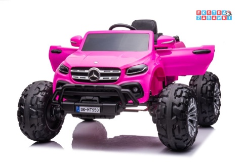 Różowy Mercedes DK-MT950 na akumulator - 4x45W, 24V/7Ah, LCD, MP4, Bluetooth, ekoskóra, LED, pilot - [9827]