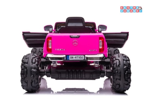 Różowy Mercedes DK-MT950 na akumulator - 4x45W, 24V/7Ah, LCD, MP4, Bluetooth, ekoskóra, LED, pilot - [9827]