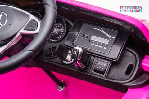 Różowy Mercedes DK-MT950 na akumulator - 4x45W, 24V/7Ah, LCD, MP4, Bluetooth, ekoskóra, LED, pilot - [9827]
