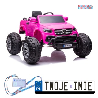 Różowy Mercedes DK-MT950 na akumulator - 4x45W, 24V/7Ah, LCD, MP4, Bluetooth, ekoskóra, LED, pilot - [9827]