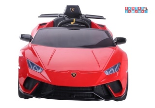 Czerwone Lamborghini Huracan na akumulator - 4x45W, 12V/4.5Ah, EVA, ekoskóra, panel audio, pilot - [6572]