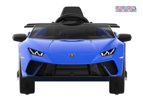 Niebieskie Lamborghini Huracan na akumulator - 4x45W, 12V/4.5Ah, EVA, ekoskóra, panel audio, pilot - [6576]