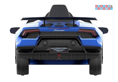 Niebieskie Lamborghini Huracan na akumulator - 4x45W, 12V/4.5Ah, EVA, ekoskóra, panel audio, pilot - [6576]