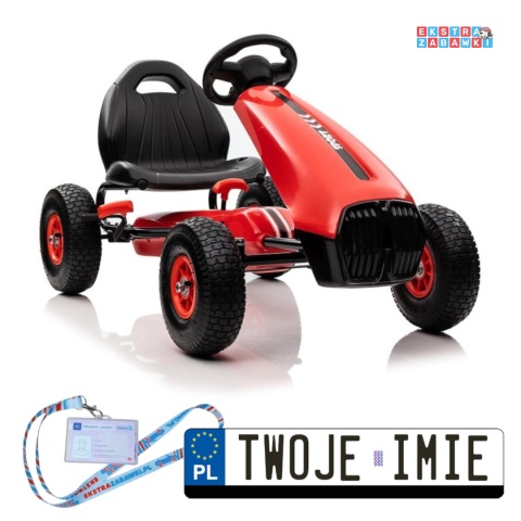 [11908] Gokart na pedały G208 pompowane koła regulowany fotel hamulec ręczny - czerwony