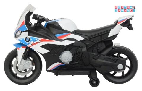 Biały Motor BMW S1000RR na akumulator - 1x45W, 12V/3.5Ah, kluczyk, światła LED, panel dźwiękowy - [9312]