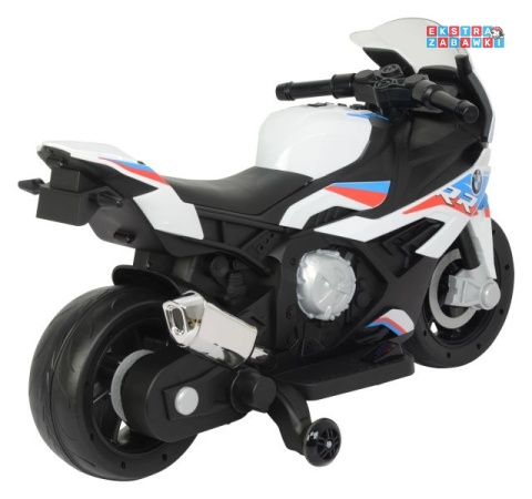 Biały Motor BMW S1000RR na akumulator - 1x45W, 12V/3.5Ah, kluczyk, światła LED, panel dźwiękowy - [9312]