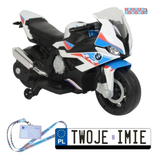 Biały Motor BMW S1000RR na akumulator - 1x45W, 12V/3.5Ah, kluczyk, światła LED, panel dźwiękowy - [9312]