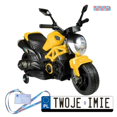 Żółty Motor GTM1188 na akumulator - 1x35W, 6V/4.5Ah, LED, bieg wsteczny, automatyczny hamulec - [4788]