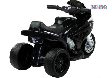 Czarny Motor trójkołowy BMW S1000RR na akumulator - 1x35W, 6V/4.5Ah, ekoskóra, LED - [2540]