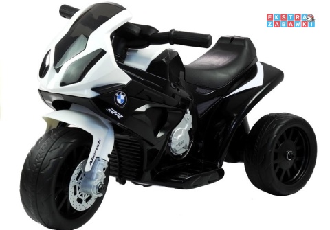 Czarny Motor trójkołowy BMW S1000RR na akumulator - 1x35W, 6V/4.5Ah, ekoskóra, LED - [2540]