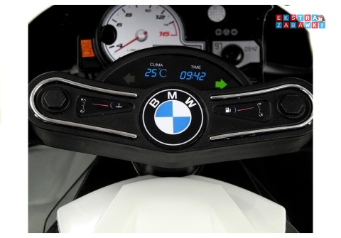 Czarny Motor trójkołowy BMW S1000RR na akumulator - 1x35W, 6V/4.5Ah, ekoskóra, LED - [2540]