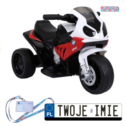 Czerwony Motor trójkołowy BMW S1000RR na akumulator - 1x35W, 6V/4.5Ah, ekoskóra, LED - [2538]