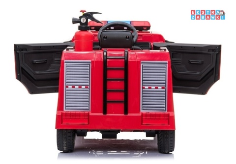 Czerwony Wóz straży pożarnej SX1818 na akumulator - 2x45W, 12V/7Ah, EVA, pasy, akcesoria - [4095]