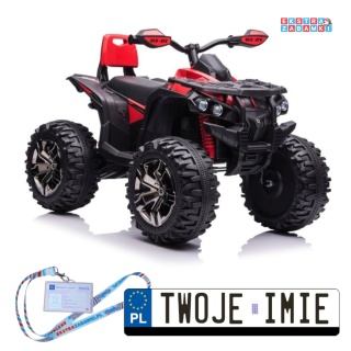 Czerwony Quad QLS-3288 na akumulator - 4x45W, 12V/10Ah, ekoskóra, EVA, LED, panel audio [9049]