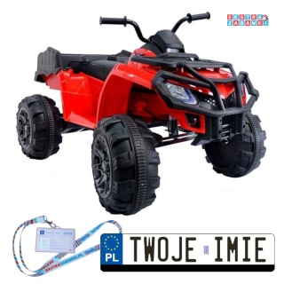 Czerwony Quad BDM 0909 na akumulator - 2x45W, 24V/5Ah, EVA, ekoskóra, USB [2500]