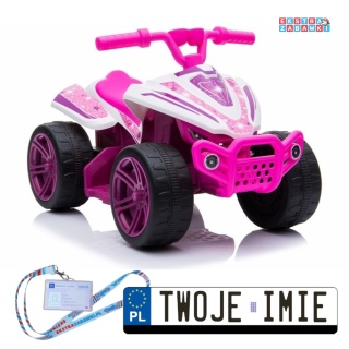 Różowy Quad TR1805 na akumulator - 1x35W, 6V/4Ah, bieg wsteczny, automatyczny hamulec [5712]