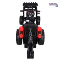 [SX2068] Wielki traktor 720-T z przyczepką i łyżką na akumulator 2x200W 24V/10Ah ekoskóra pilot pokrowiec MP3 - czerwony [S]