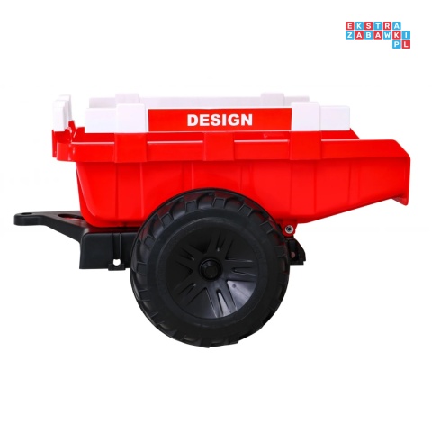 [SX2068] Wielki traktor 720-T z przyczepką i łyżką na akumulator 2x200W 24V/10Ah ekoskóra pilot pokrowiec MP3 - czerwony [S]