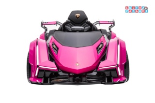 Różowe Lamborghini GT HL528 na akumulator - 4x45W, 12V/7Ah, EVA, LED, ekoskóra, panel audio, pilot - [9571]